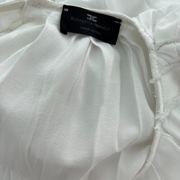 Elisabetta Franchi white ruched body top size 40 US size L / 02 - Picture 3 of 3